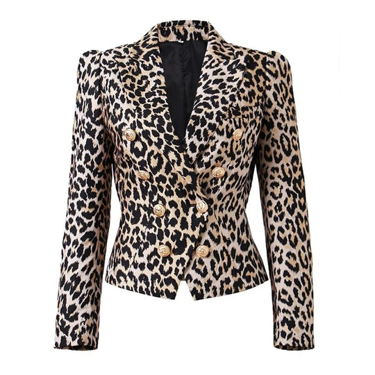 Sculpted Leopard Print Blazer