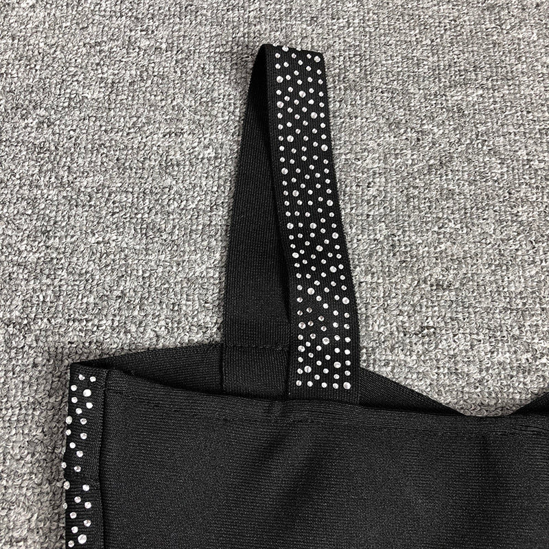 Bandage Hollow Out Rhinestone Crop Top