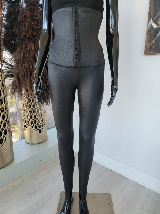 Faux Leather High Waist Corset Leggings