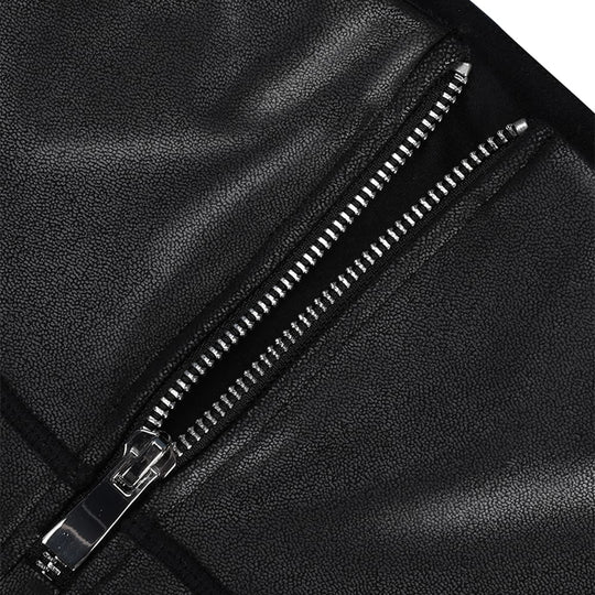 Faux Leather Mid-Rise Zipper Leggings