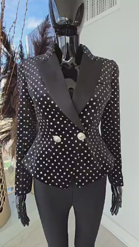 Sculpted Polka Dot Blazer