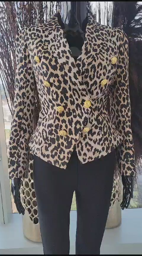 Sculpted Leopard Print Blazer