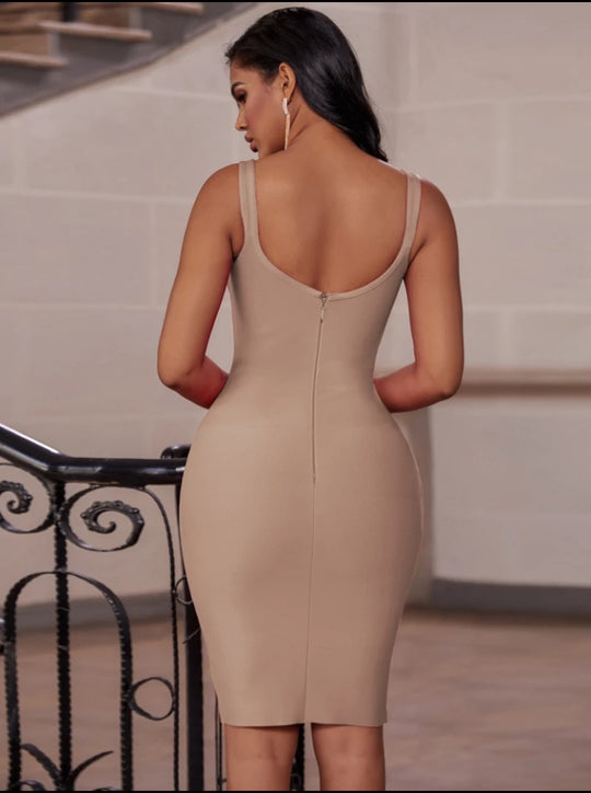 Scoop Neck Sleeveless Bandage Dress